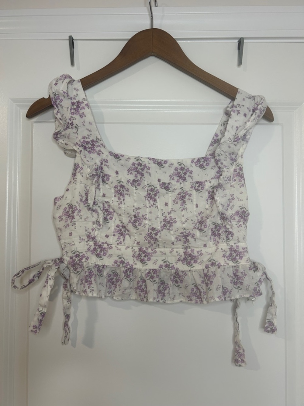 Indie Collection Floral Peplum Blouse - Lavender/Purple Ruffle Top